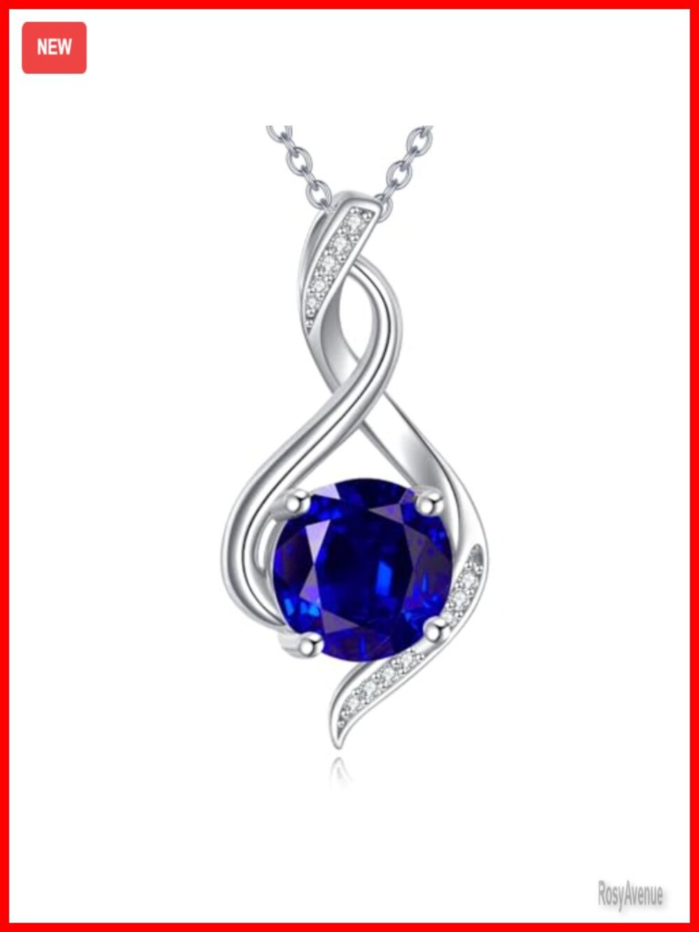 925 Sterling Silver Birthstone Infinity Pendant Necklace 18+2" Lobster Clasp